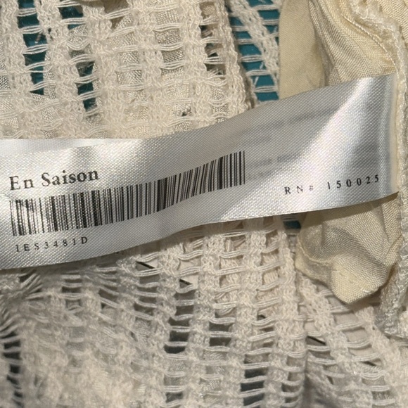 Anthropologie En Saison Cream Reese Floral Appliqué Open Stitch Cool Maxi Size S - Picture 14 of 14